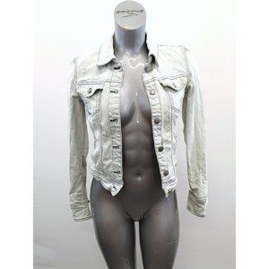 Bsk Denim Women's Button Up Jean Jacket Size Small Long Sleeve Cotton Blend